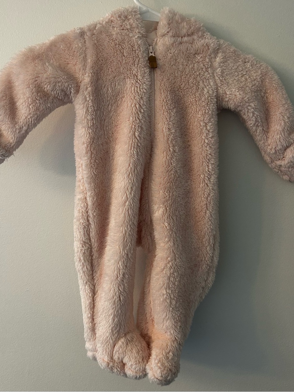 Carter's Plush Zip-Front Footed One-Piece in Light Pink